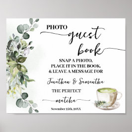 Foto gastboek bruiloft bruids groen matcha poster