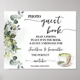 Foto gastboek bruiloft bruids groen matcha poster
