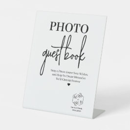 Foto gastboek huwelijksfeest reclamebord met voetstuk