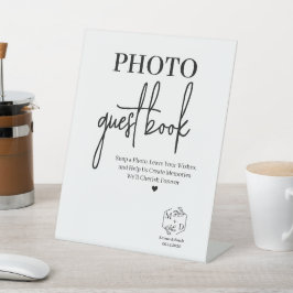 Foto gastboek huwelijksfeest reclamebord met voetstuk