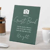 Foto Gastboek Script Emerald Green Wedding Reclamebord Met Voetstuk (Insitu)