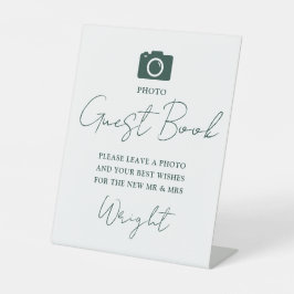 Foto Gastboek Script Emerald Green Wedding Reclamebord Met Voetstuk