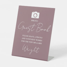 Foto Gastboek Script Mauve Wedding Reclamebord Met Voetstuk