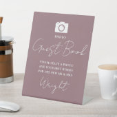 Foto Gastboek Script Mauve Wedding Reclamebord Met Voetstuk (Insitu)