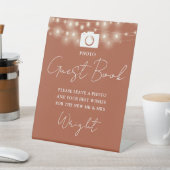 Foto Gastboek Terracotta String Lights Wedding Reclamebord Met Voetstuk (Insitu)