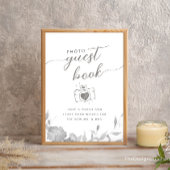 Foto Gastenboek bord minimalistisch Boho Floral Po Kaart