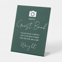 Foto gastenboek Emerald Groene Huwelijksscript Reclamebord Met Voetstuk