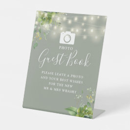 Foto Gastenboek Groen Sage Groen Bruiloft Reclamebord Met Voetstuk