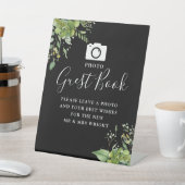 Foto Gastenboek Groen Zwart-wit Bruiloft Reclamebord Met Voetstuk (Insitu)
