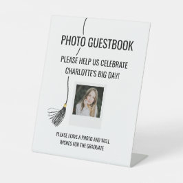 Foto-gastenboek met afstudeerhoedslinger reclamebord met voetstuk