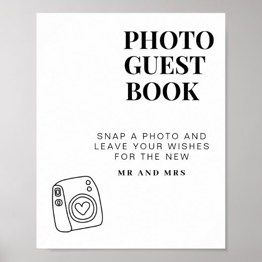 Foto Gastenboek | Modern minimalistisch trouwteken Poster (Voorkant)