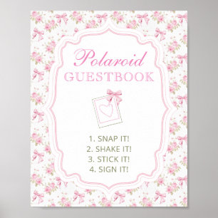 Foto-gastenboek Roze Strik Baby Shower Bord Poster