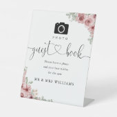 Foto-gastenboek Rozen Bloemhart Script  Reclamebord Met Voetstuk (Voorkant)
