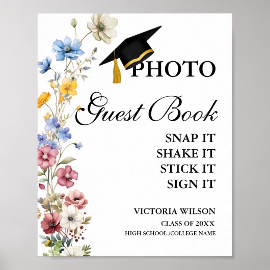 Foto Gastenboek teken, Afstuderen Foto Gastenboek Poster (Voorkant)