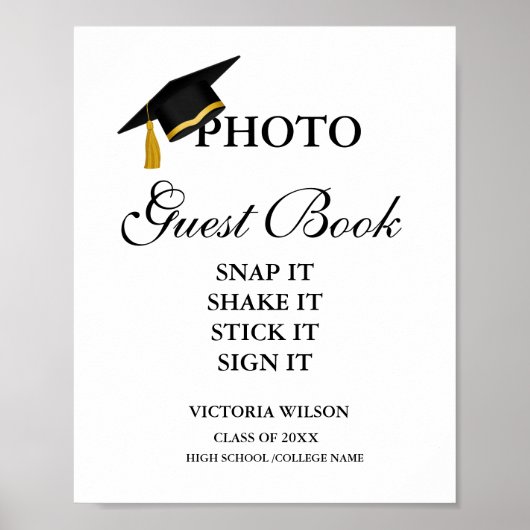 Foto Gastenboek teken, Afstuderen Foto Gastenboek Poster (Voorkant)