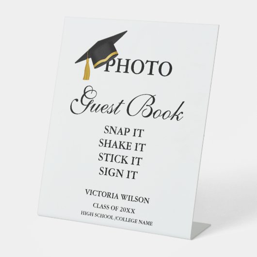 Foto Gastenboek teken, Afstuderen Foto Gastenboek Reclamebord Met Voetstuk (Voorkant)