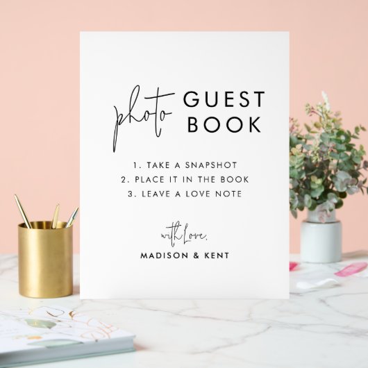 Foto Gastenboek Witte Bruiloft Acryl Bord (Huwelijk)