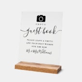 Foto Gastenboek Zwart Signature Script Acryl Bord (Hoek)