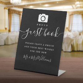 Foto-gastenboek zwart-wit handtekening script reclamebord met voetstuk
