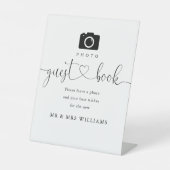 Foto Gastenboek Zwart-wit Hart Script Reclamebord Met Voetstuk (Voorkant)