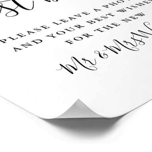 Foto-gastenboek zwart-wit script bord poster (Hoek)