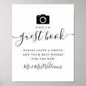Foto-gastenboek zwart-wit script bord poster (Voorkant)