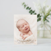 Foto Geboorte Aankondiging Kaart Zacht Blauw Terug (Staand voorkant)