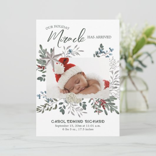 Foto Geboorte Aankondiging Kerst Baby shower (Staand voorkant)