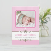 FOTO GEBOORTE AANKONDIGING kostbare baby meisje ro (Staand voorkant)