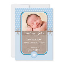 FOTO GEBOORTE AANKONDIGING zoete polka dot blauw