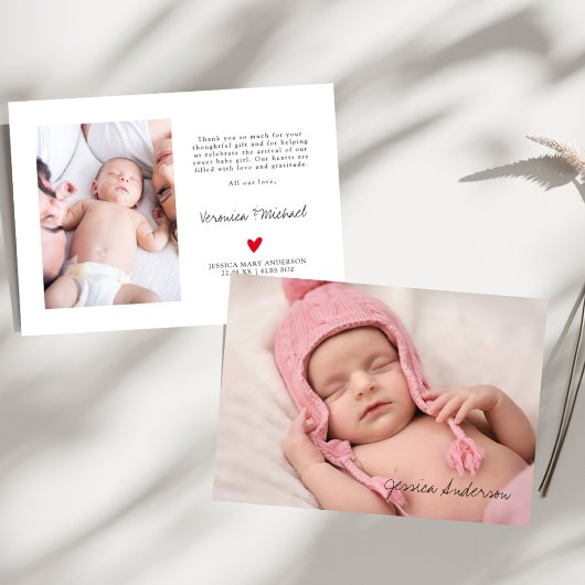 Foto Geboorte Stats Modern Script Nieuwe Baby Beda Bedankkaart