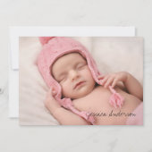 Foto Geboorte Stats Modern Script Nieuwe Baby Dank Bedankkaart (Voorkant)