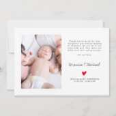 Foto Geboorte Stats Modern Script Nieuwe Baby Dank Bedankkaart (Achterkant)