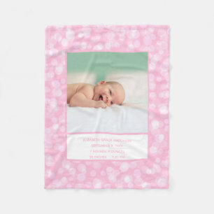 Foto Geboorte Stats Roze Witte Cadeau voor Baby Me Fleece Deken
