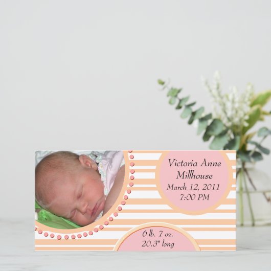 Foto geboorteaankondiging aankondiging (Staand voorkant)