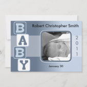 Foto geboorteaankondiging - Baby Boy met Blokken Aankondiging