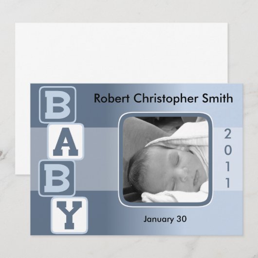 Foto geboorteaankondiging - Baby Boy met Blokken Aankondiging