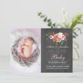 Foto Geboorteaankondiging Baby Girl Stats Kaarten (Staand voorkant)