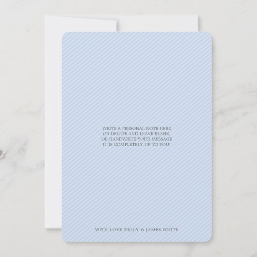 FOTO GEBOORTEAANKONDIGING baby mooi script blauw Aankondiging (Achterkant)