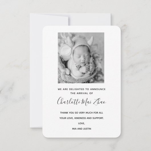 Foto geboorteaankondiging bedankkaart (Achterkant)