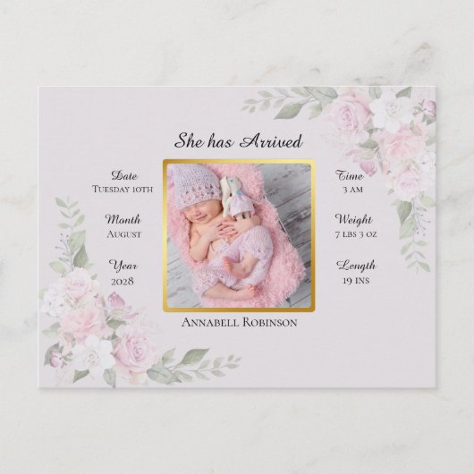 Foto geboorteaankondiging briefkaart (Voorkant)