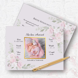 Foto geboorteaankondiging briefkaart