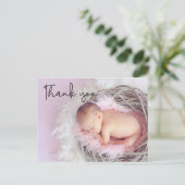 Foto geboorteaankondiging foto van Chic Bedankt Ba Briefkaart (Staand voorkant)