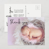 Foto geboorteaankondiging foto van Chic Bedankt Ba Briefkaart (Voorkant / Achterkant)
