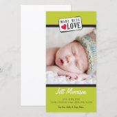 FOTO GEBOORTEAANKONDIGING :: gemaakt met liefde 1 Aankondiging (Voorkant / Achterkant)