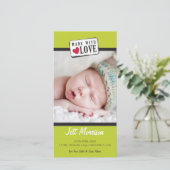 FOTO GEBOORTEAANKONDIGING :: gemaakt met liefde 1 Aankondiging (Staand voorkant)