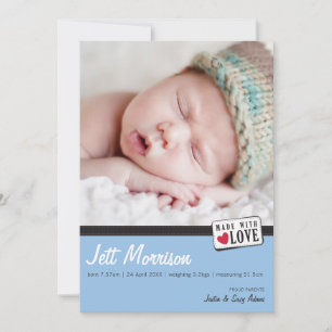 FOTO-GEBOORTEAANKONDIGING : gemaakt met liefde 3 Aankondiging