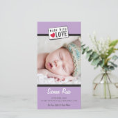 FOTO GEBOORTEAANKONDIGING :: gemaakt met liefde 4 Aankondiging (Staand voorkant)