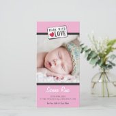 FOTO GEBOORTEAANKONDIGING :: gemaakt met liefde 5 Aankondiging (Staand voorkant)