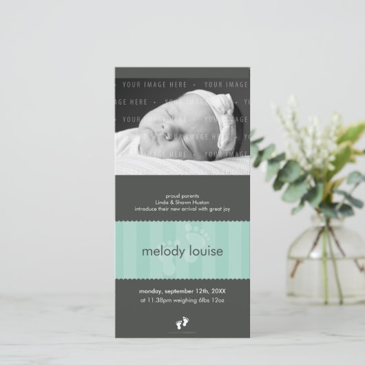 FOTO GEBOORTEAANKONDIGING:: Happy feet 2P Aankondiging (Staand voorkant)